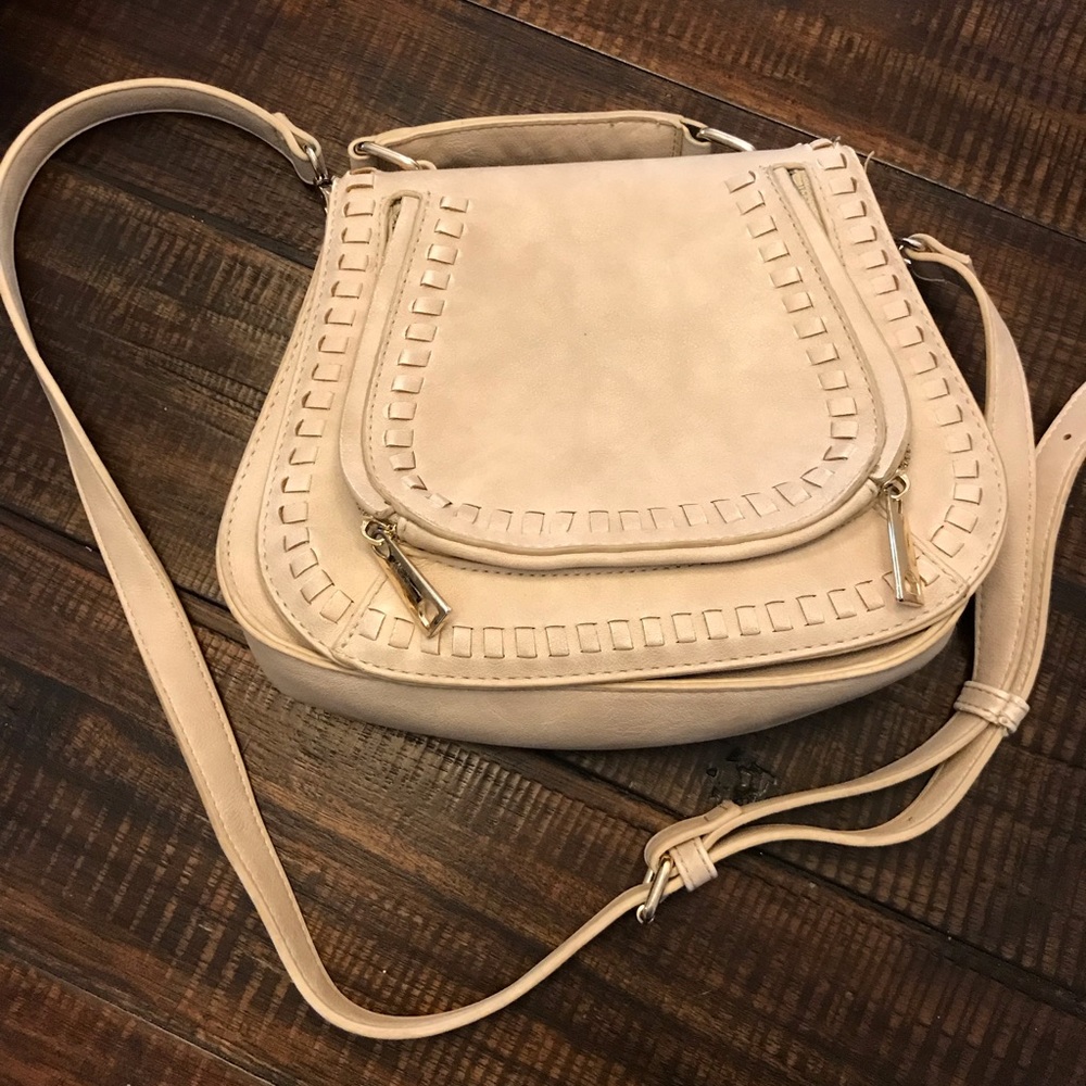 Cream Color Saddle Style Purse